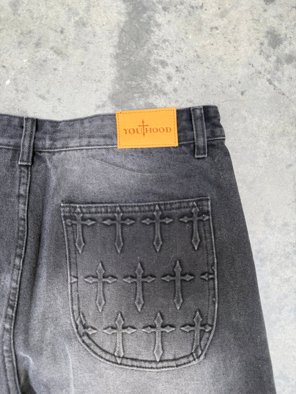 *Embossed Cross Jorts (Black)