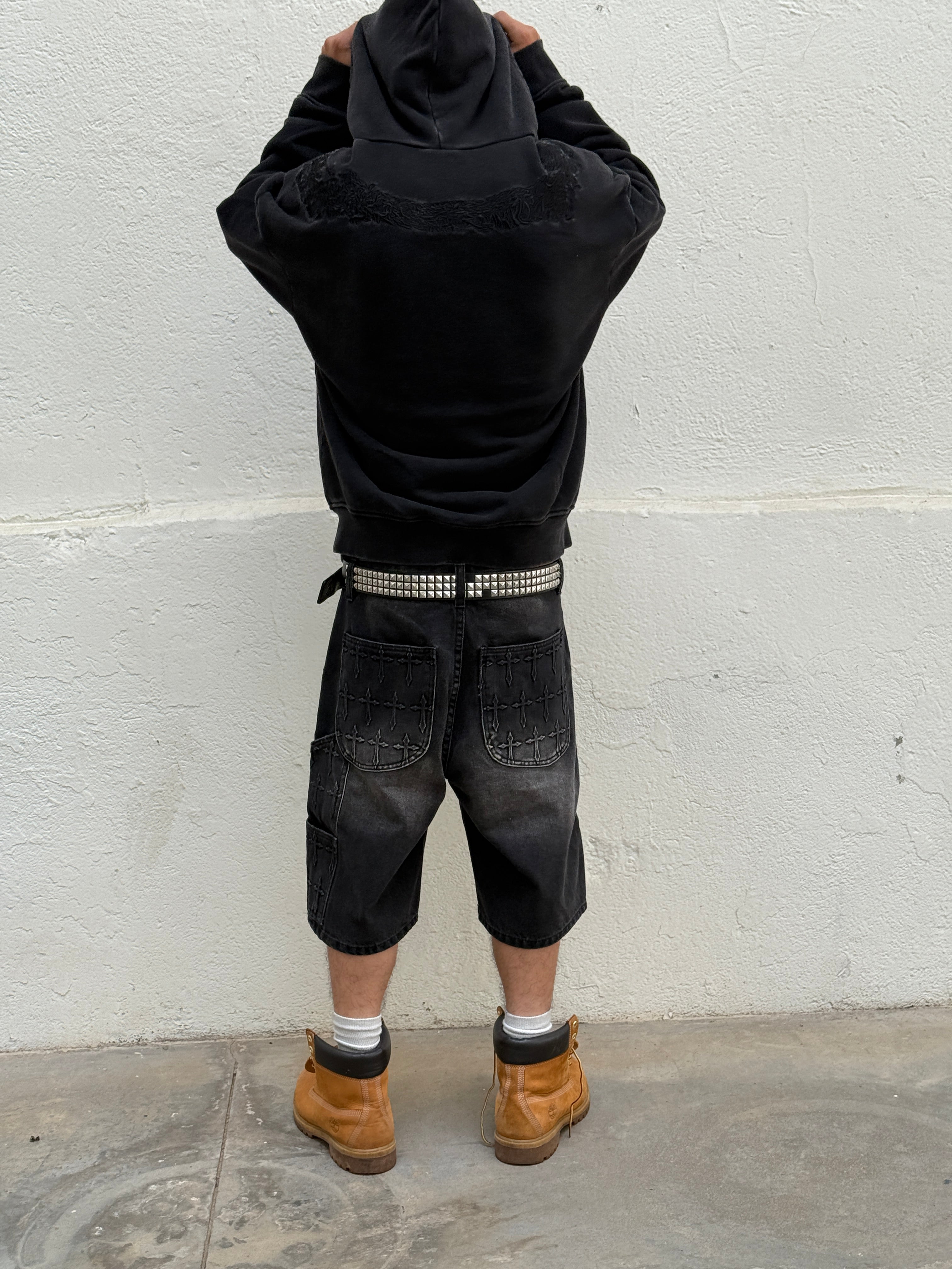 *Embossed Cross Jorts (Black)