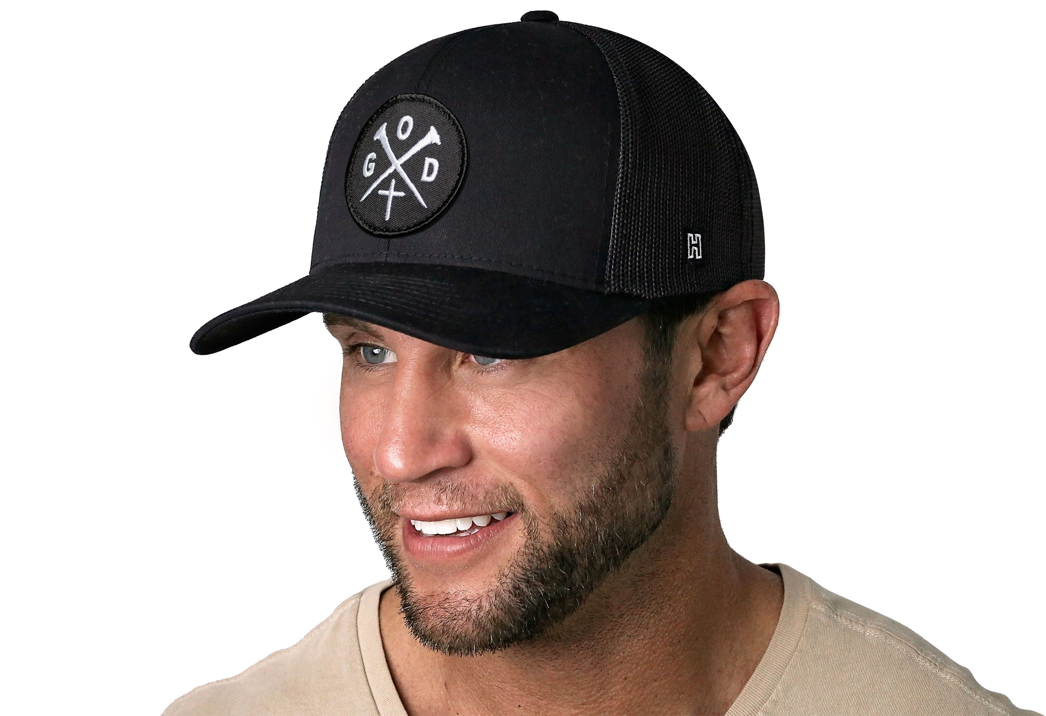 GOD Trucker Hat  |  Black Christian Snapback